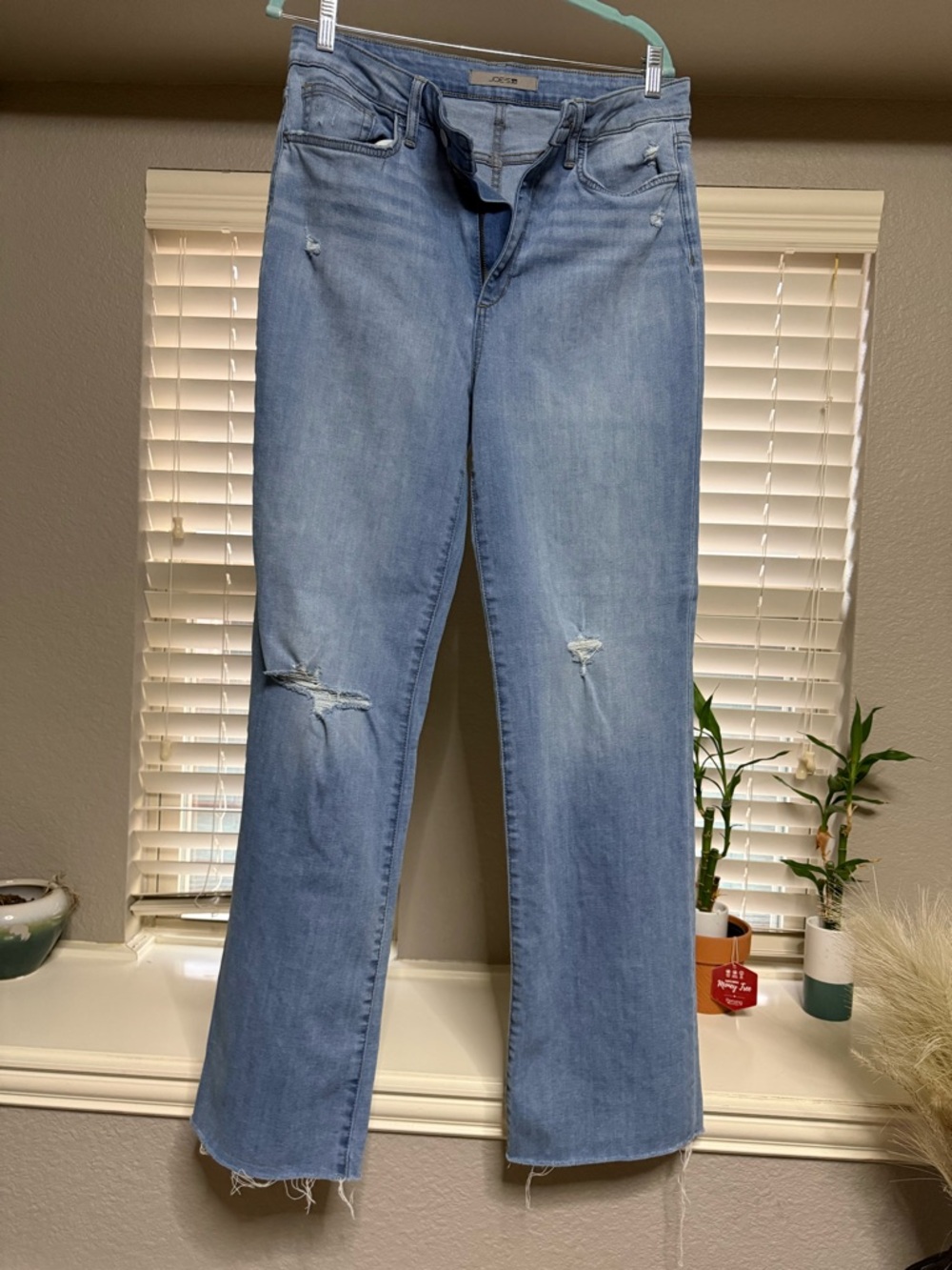 Joe's Jeans Light Blue Flare Jeans with Distressed Knees